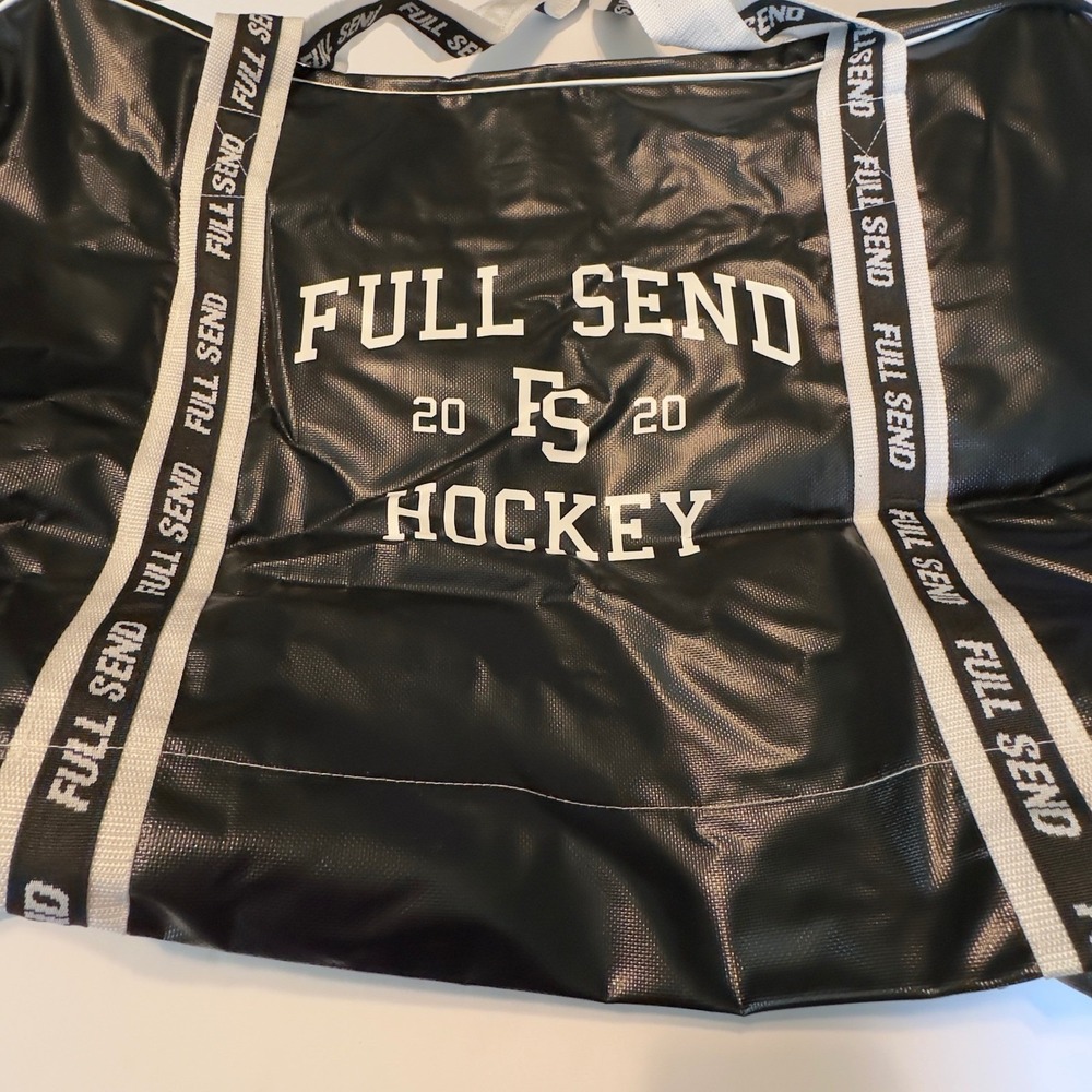 Full Send Hockey 2020 Equipment Bag Black White Logo Tarpaulin Sports Gym‎ Bag